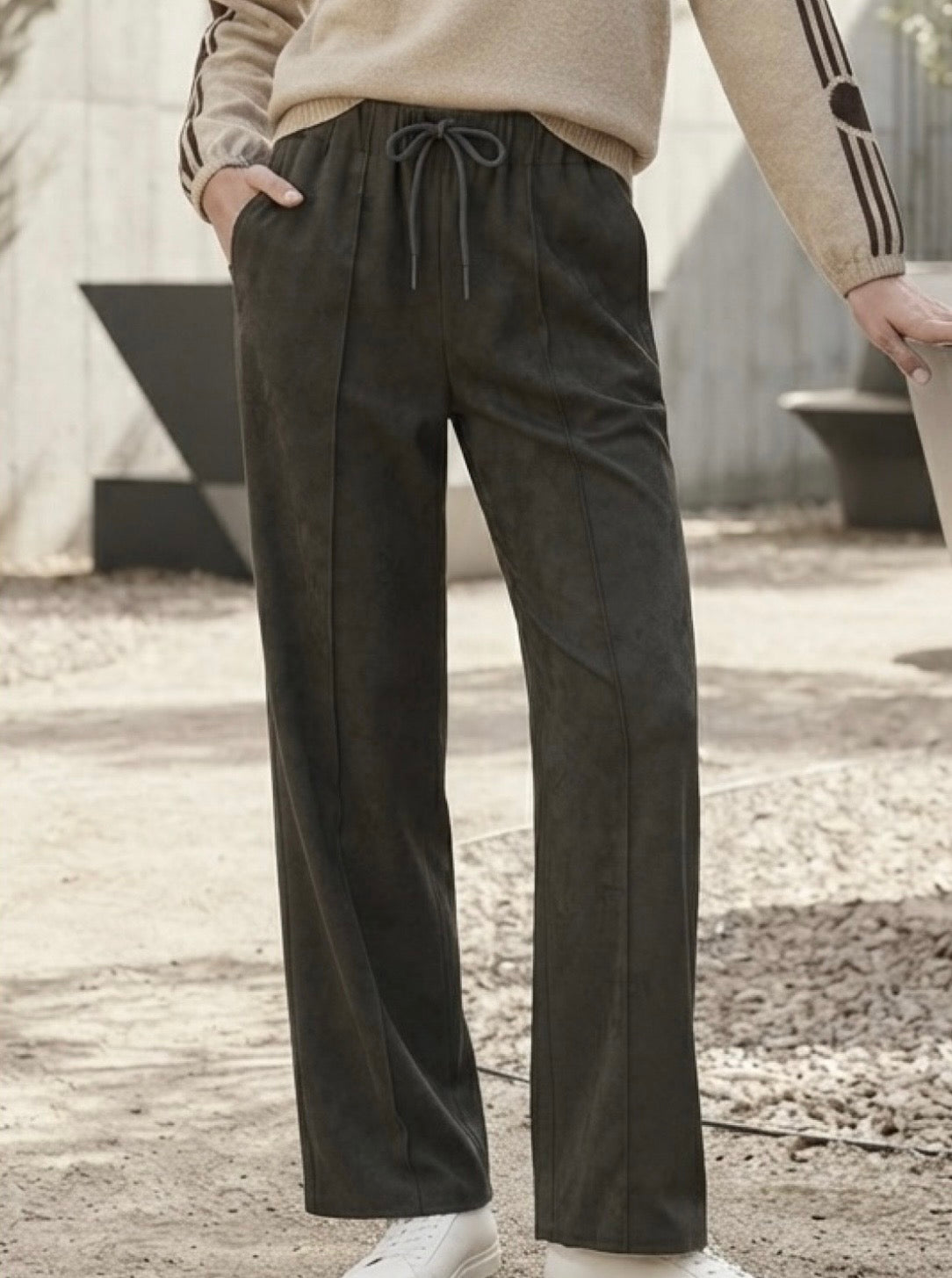 PANTALON GIULIA - EFFET SUEDINE